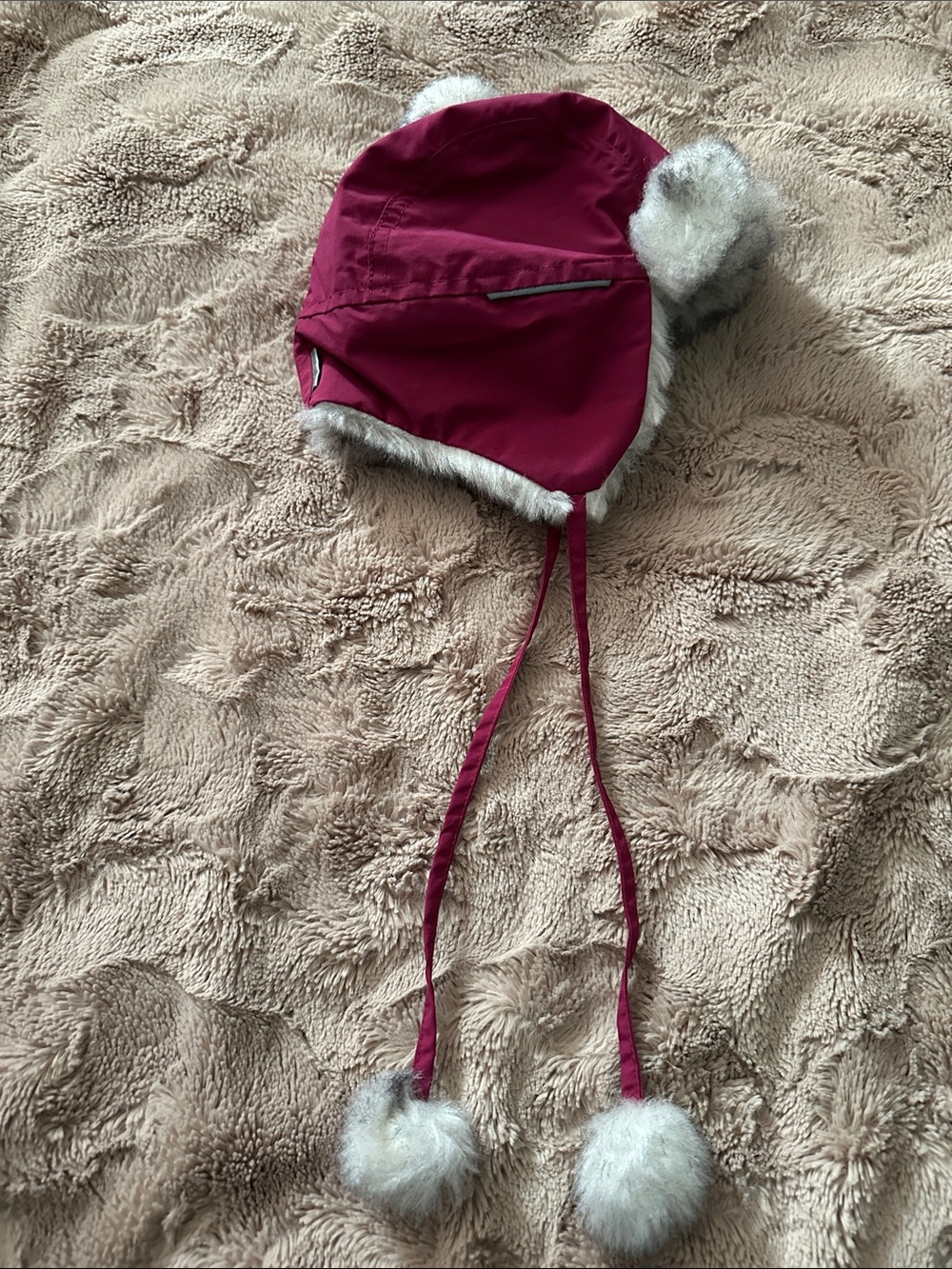 Kids Faux-Fur Trim Earflap Hat in Berry